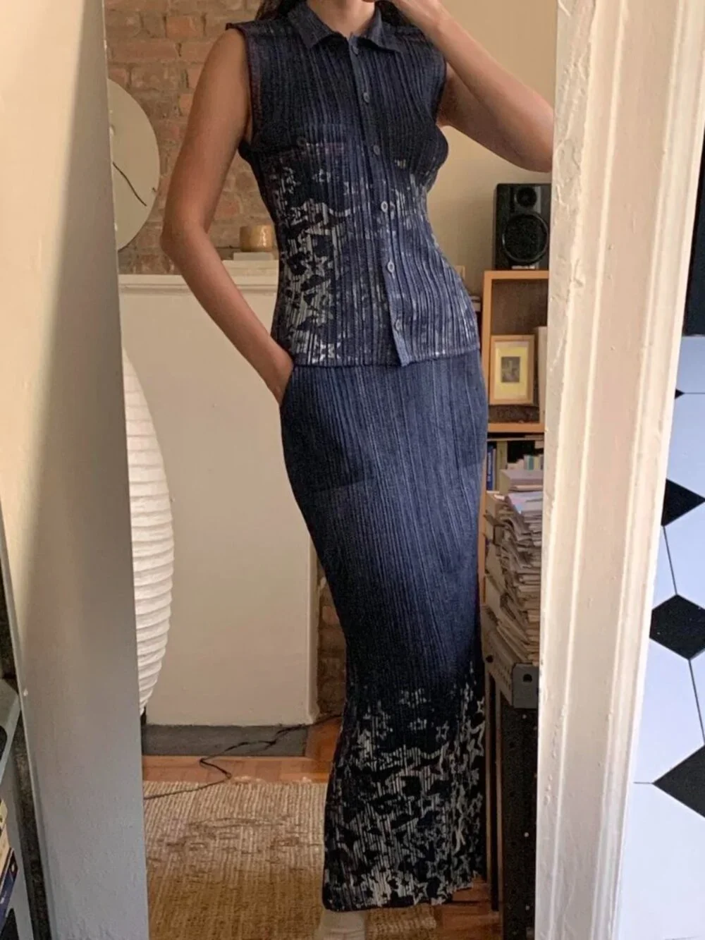 Issey Miyake Pleats Please Denim Star Set Dark Navy JP4